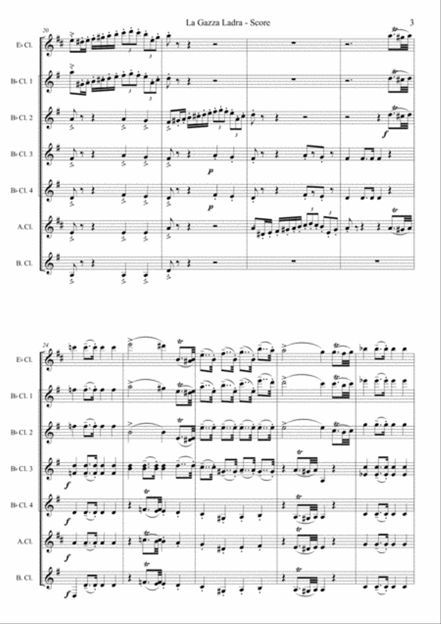 Gazza Ladra Ouverture Woodwind Ensemble scores gallery preview page 3