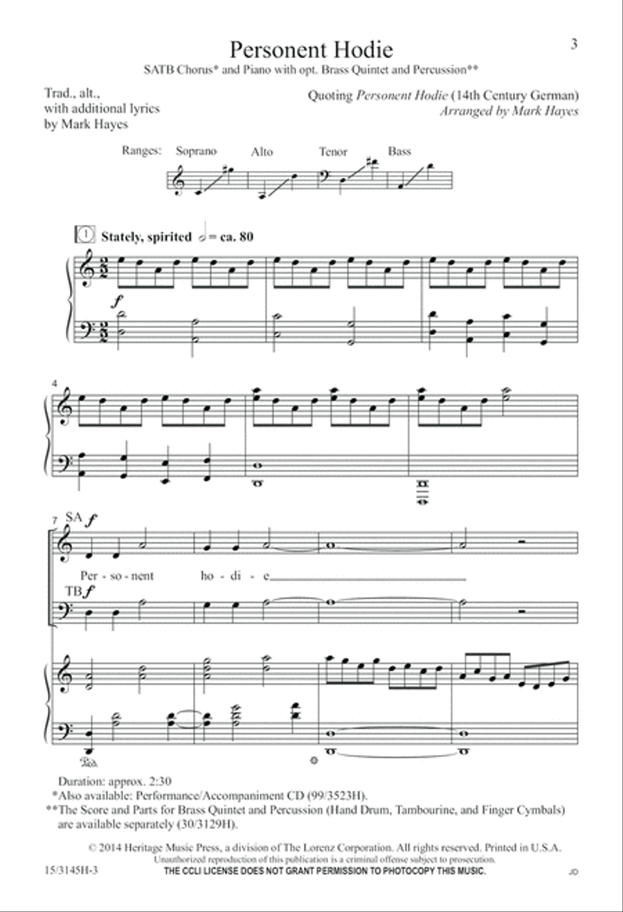 Personent Hodie 4-Part scores gallery preview page 4