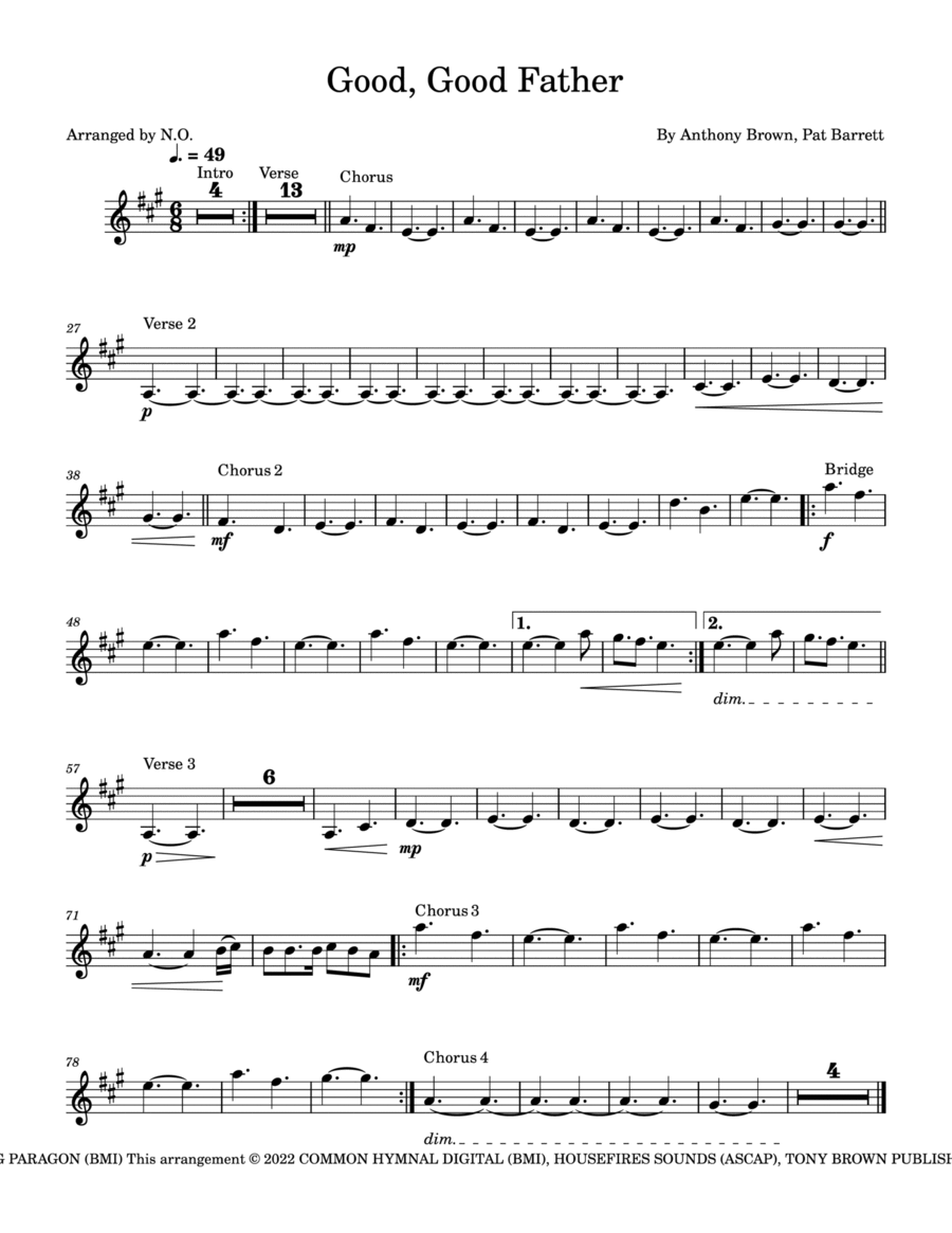 Good Good Father Violin Solo scores gallery preview page 1