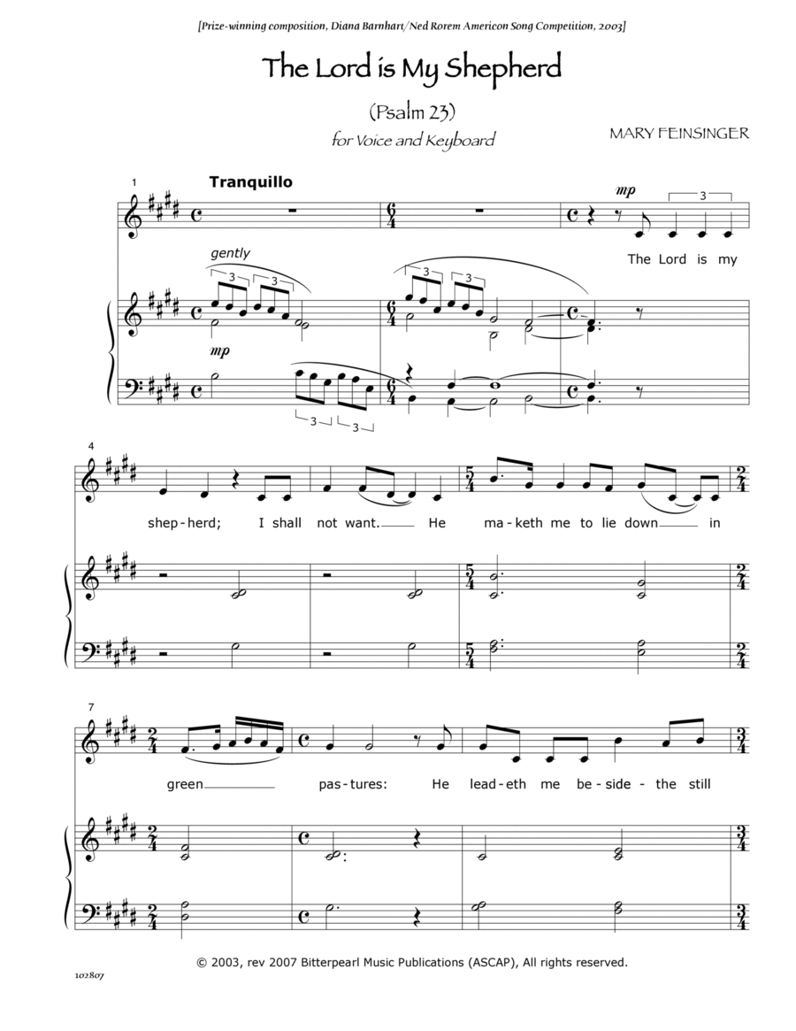 Psalm 23 (The Lord is My Shepherd) Voice scores gallery preview page 1