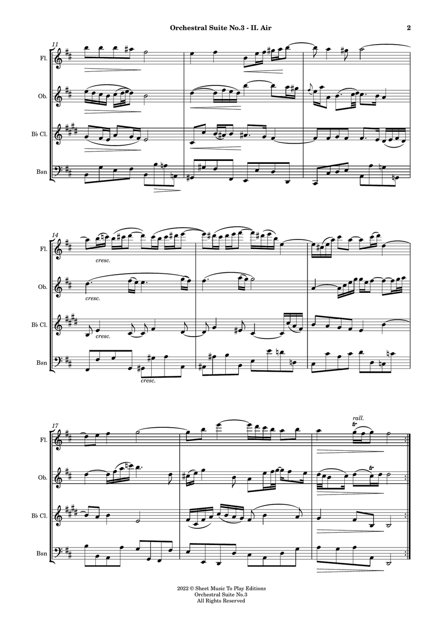 Air on G String - Woodwind Quartet (Full Score and Parts) Woodwind Quartet scores gallery preview page 3