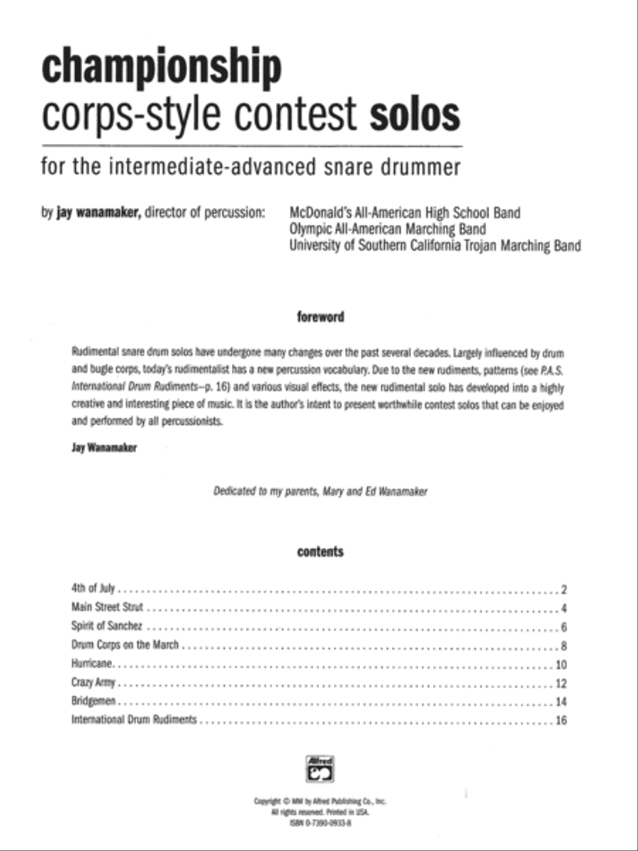 Championship Corps-Style Contest Solos