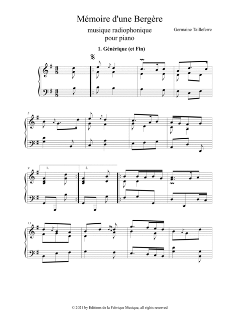 Mémoire d'une bergère (Autobiographie of an Armchair) Piano Solo scores gallery preview page 3