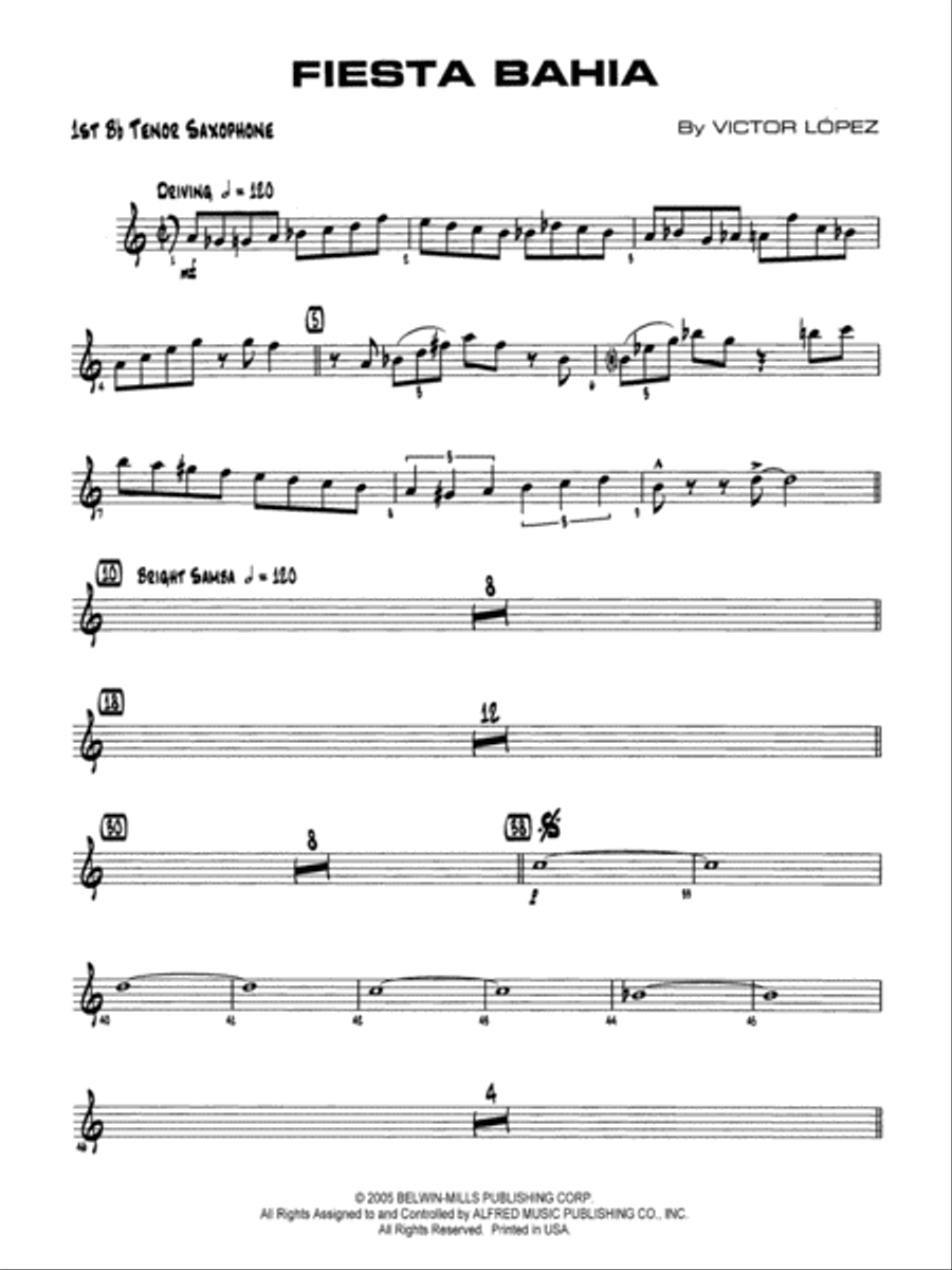 Fiesta Bahia: B-flat Tenor Saxophone Jazz Ensemble scores gallery preview page 1