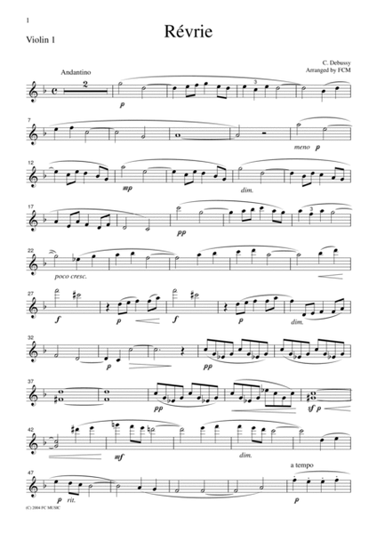 Debussy Revrie (Dreaming), for string quartet, CD003 image number null