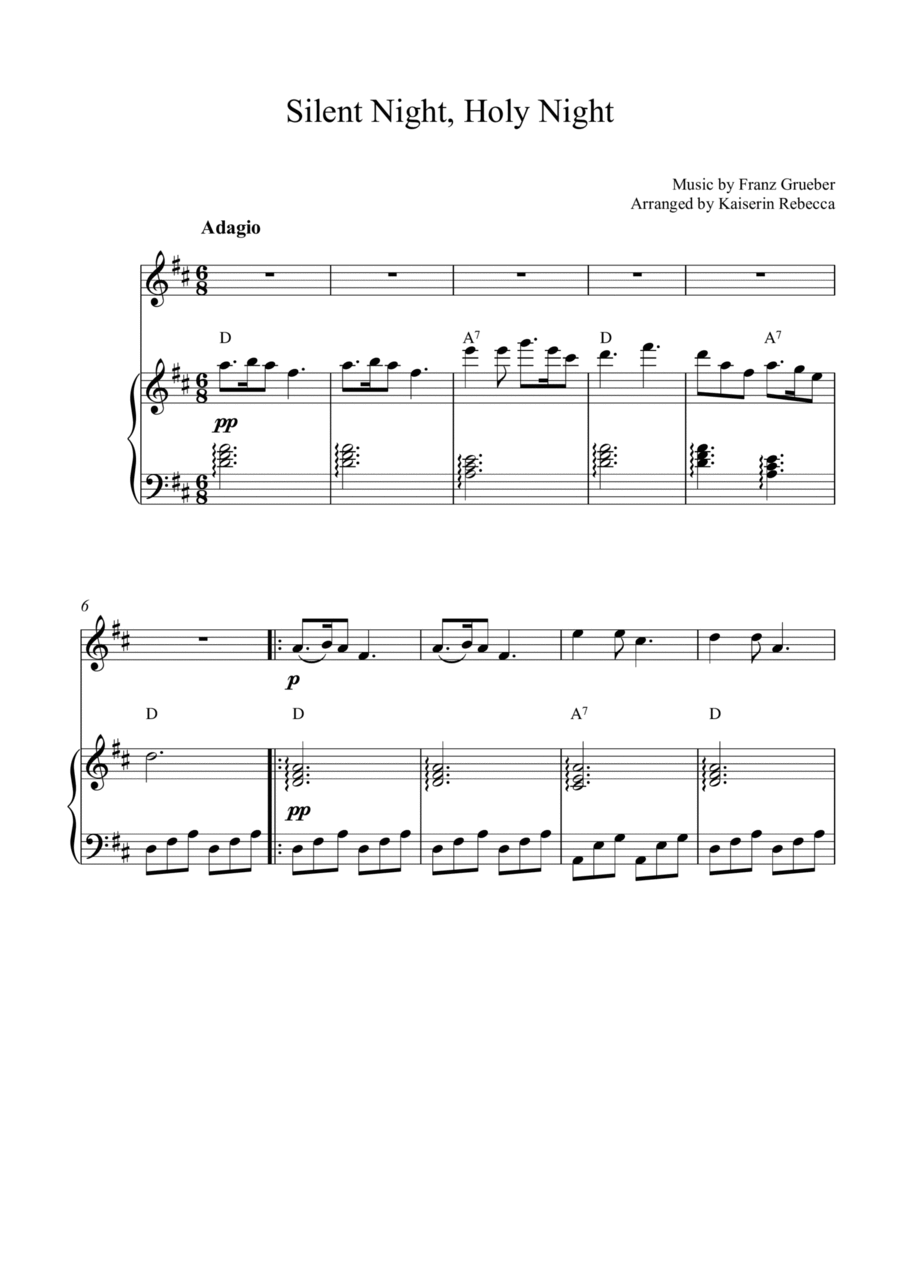 Silent Night, Holy Night Violin Solo scores gallery preview page 1