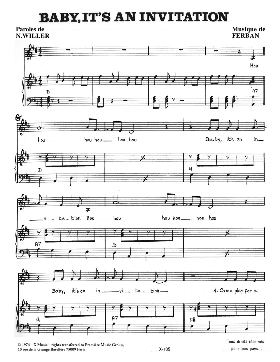 Baby It's An Invitation Baby It's An Invitation Piano, Vocal scores gallery preview page 1