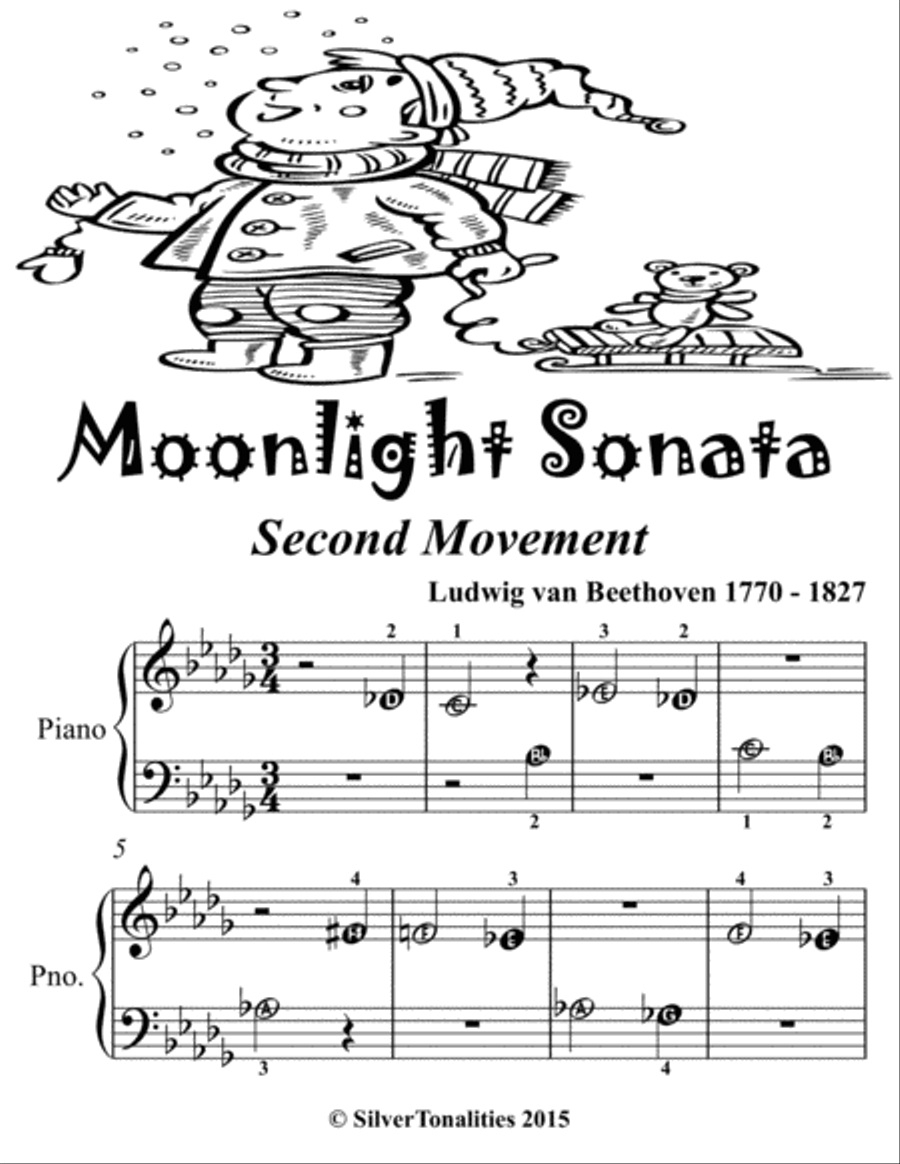 Moonlight Sonata Second Movement Beginner Piano Sheet Music 2nd Edition Easy Piano scores gallery preview page 2