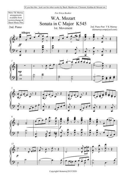 Mozart - Sonata in C K545 - 2nd Piano Accompaniment Part