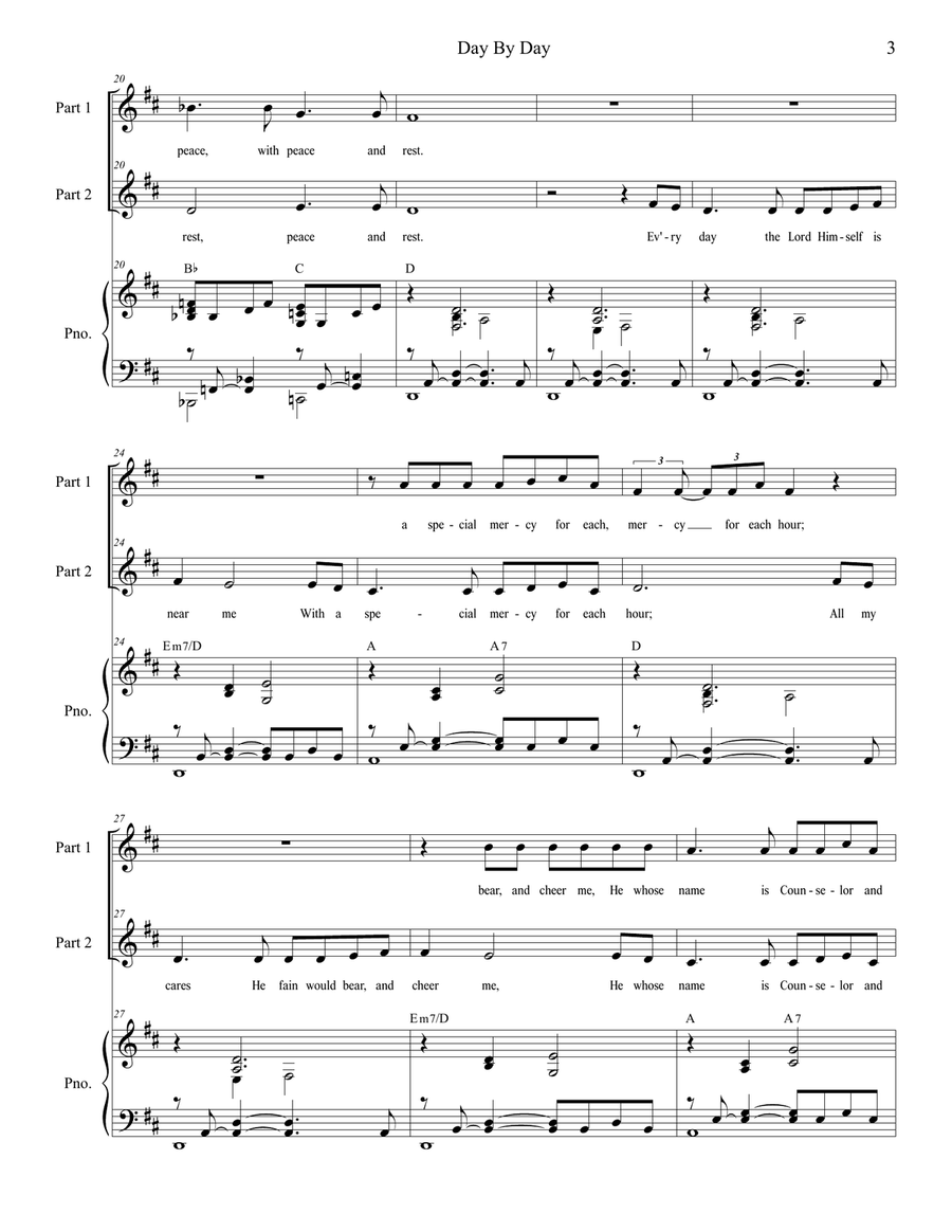 Day By Day (2-part choir) 2-Part scores gallery preview page 3