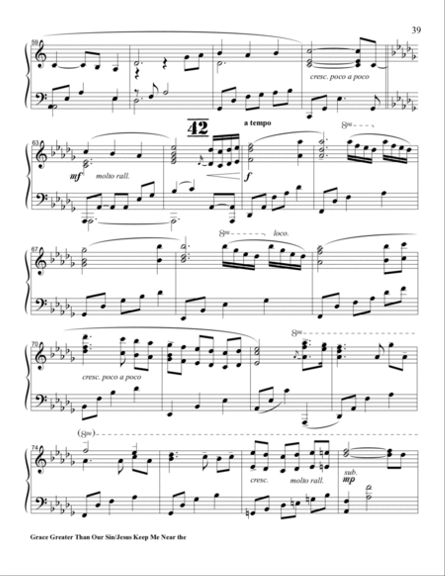 GRACE GREATER THAN OUR SIN with Overhead PDF Text Piano Solo scores gallery preview page 5