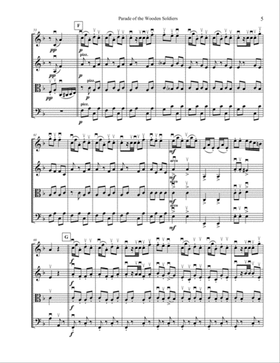 Parade of the Wooden Soldiers String Quartet scores gallery preview page 5