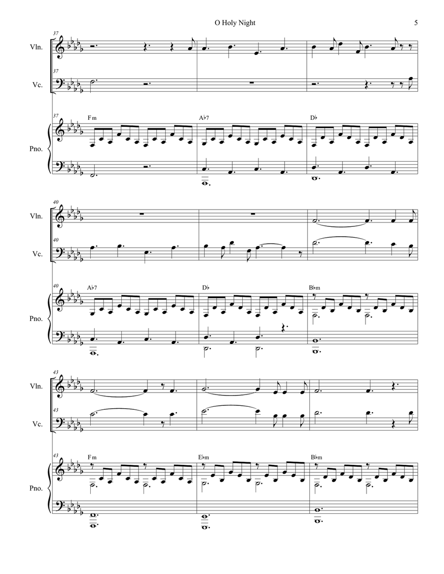 O Holy Night (Duet for Violin and Cello) Piano Trio scores gallery preview page 6