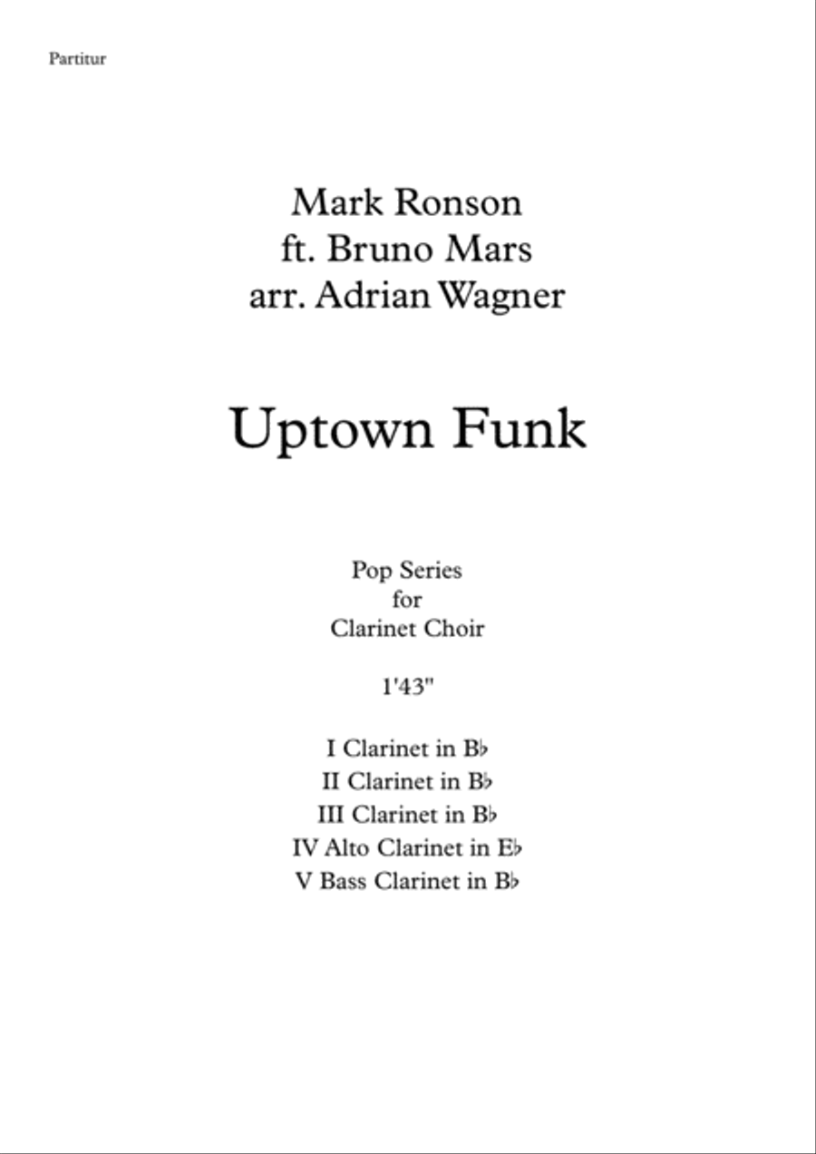 Uptown Funk Clarinet Choir scores gallery preview page 2