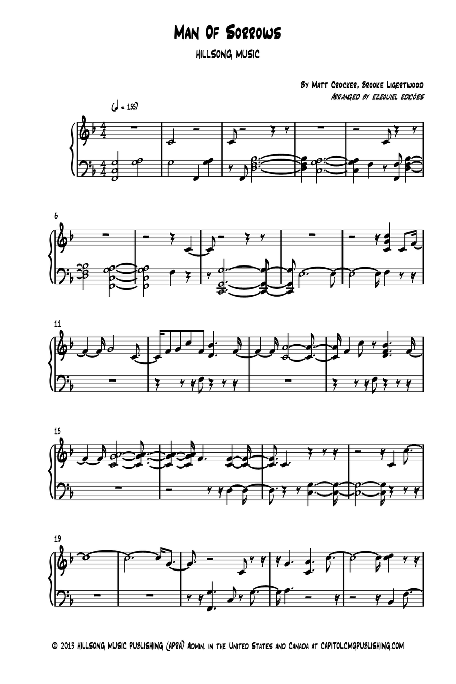Man Of Sorrows Man Of Sorrows Piano Solo scores gallery preview page 1