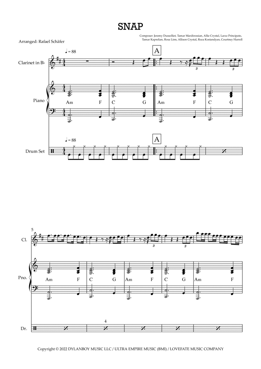 Snap B-Flat Clarinet scores gallery preview page 1