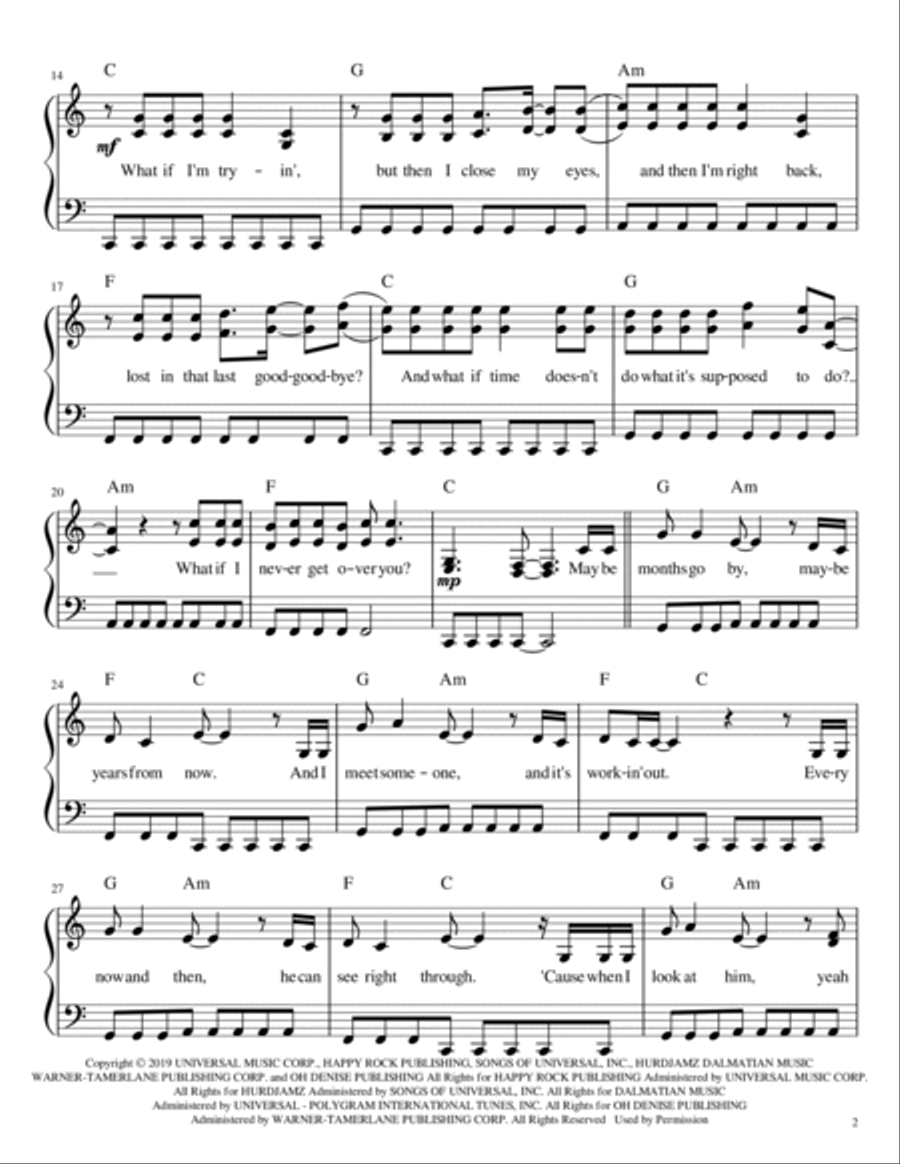 What If I Never Get Over You Voice scores gallery preview page 2