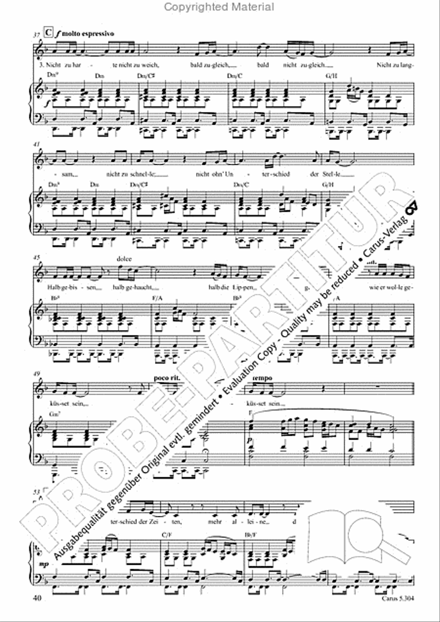 Schindler: Rosenzeit. Ein Liederzyklus uber die Liebe. Chansons fur Singstimme und Klavier Piano scores gallery preview page 41