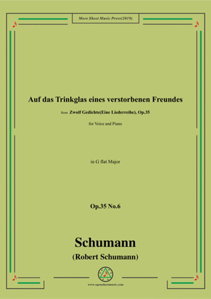 Book cover for Schumann-Auf das Trinkglas eines...,Op.35 No.6 in G flat Major,for V&Pno