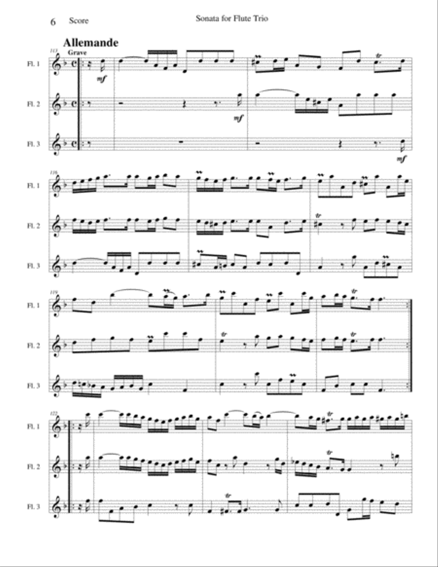 Flute Sonata, Opus 7 No 4 Flute Trio scores gallery preview page 6