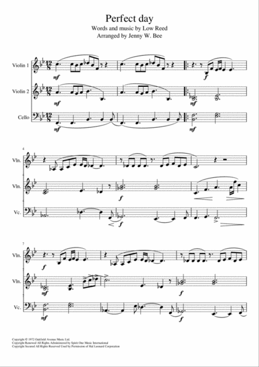 Perfect Day String Trio scores gallery preview page 1