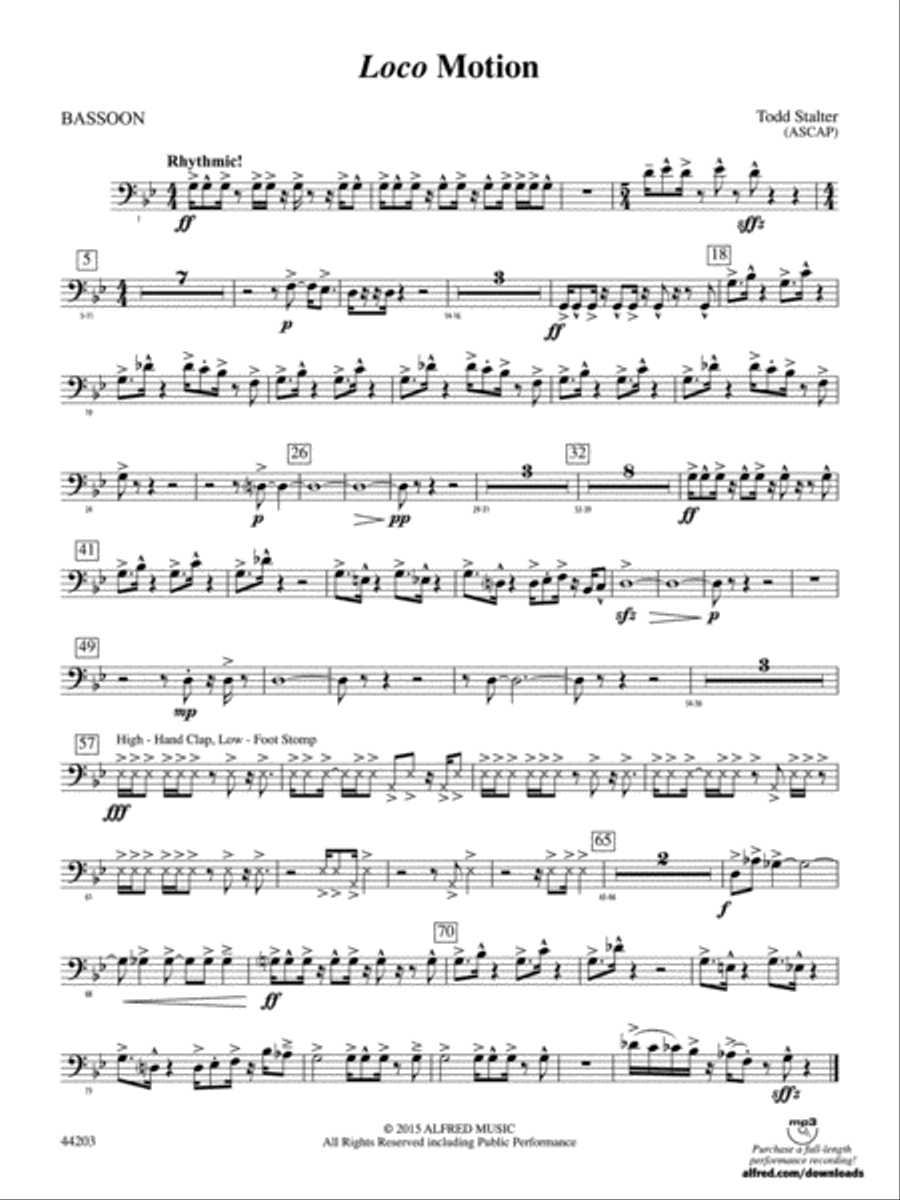 Loco Motion: Bassoon Concert Band scores gallery preview page 1