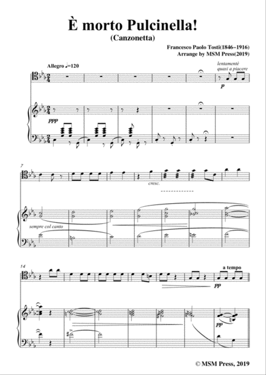 Tosti-È morto Pulcinella!, for Cello and Piano Piano scores gallery preview page 3