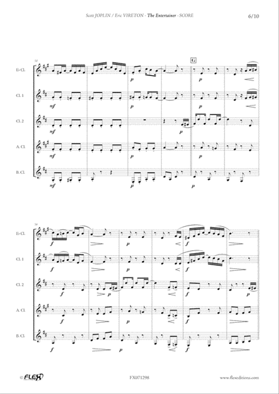 The Entertainer Clarinet Quintet scores gallery preview page 6