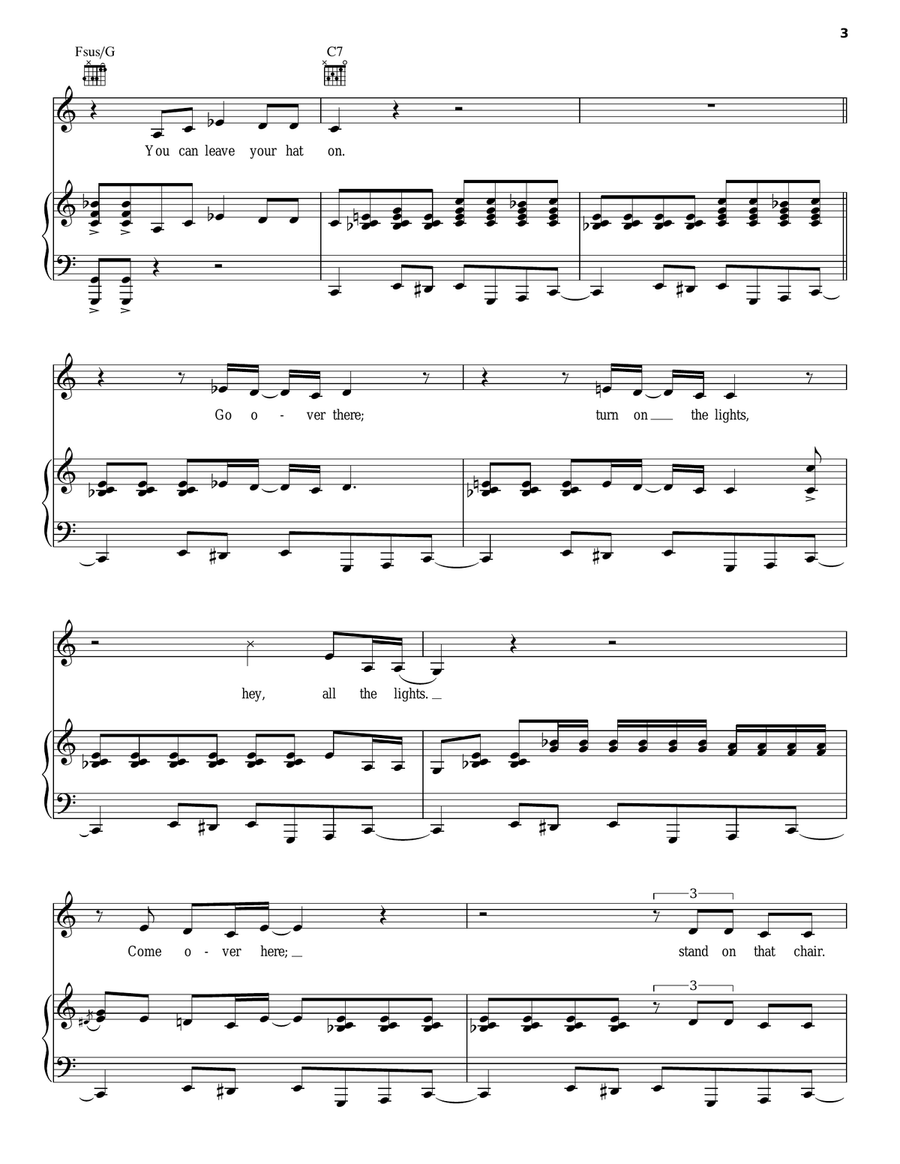 You Can Leave Your Hat On Piano, Vocal, Guitar scores gallery preview page 3