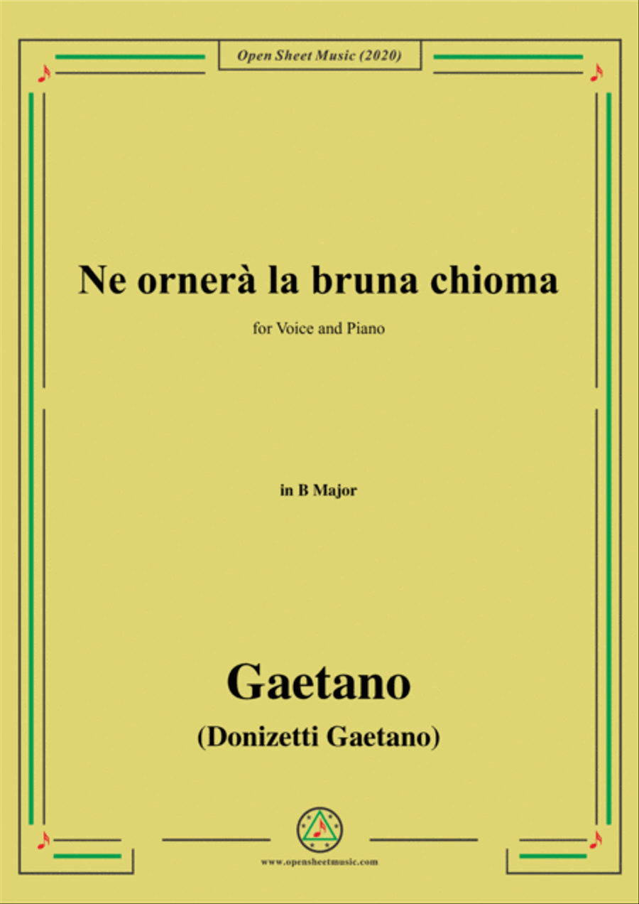 Donizetti-Ne ornera la bruna chioma,in B Major,for Voice and Piano Voice Solo scores gallery preview page 1