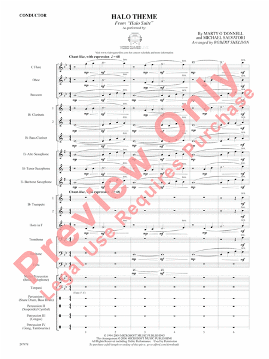 Halo Theme (from Halo Suite) Concert Band scores gallery preview page 3