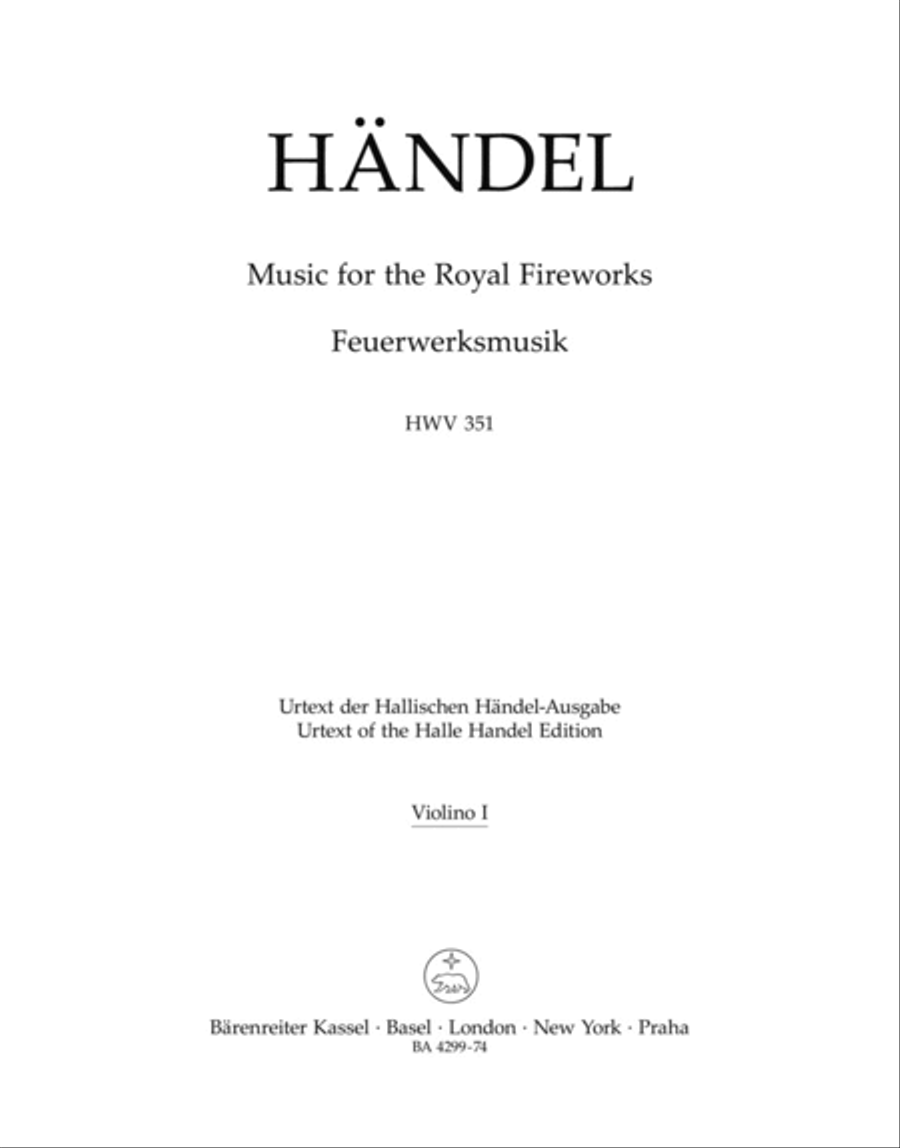 Music for the Royal Fireworks HWV 351 Violin scores gallery preview page 1