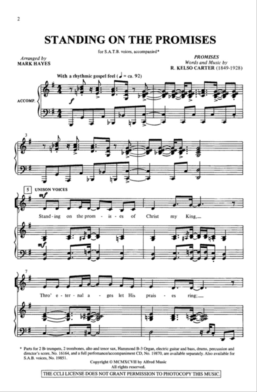 Standing on the Promises 4-Part scores gallery preview page 2
