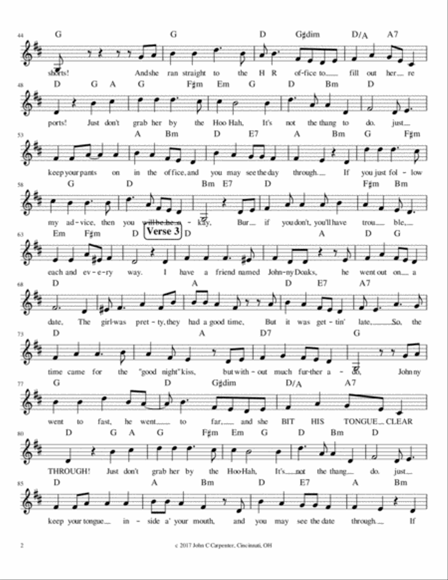 Don't Grab Her By The Hoo Hah Voice Solo scores gallery preview page 2