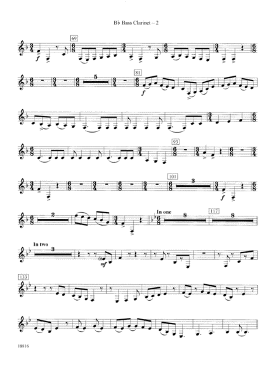 Canarios Fantasia: B-flat Bass Clarinet Concert Band scores gallery preview page 2