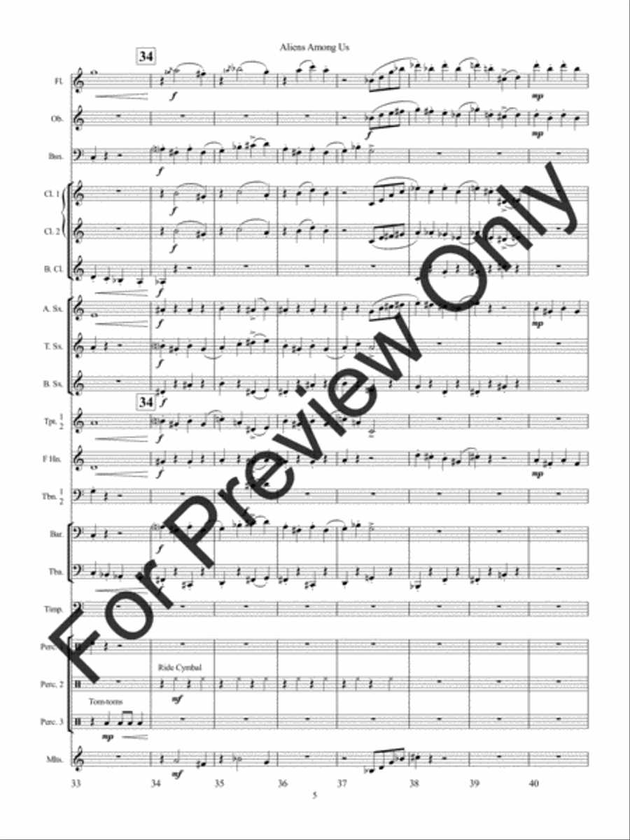 Aliens Among Us Concert Band scores gallery preview page 9