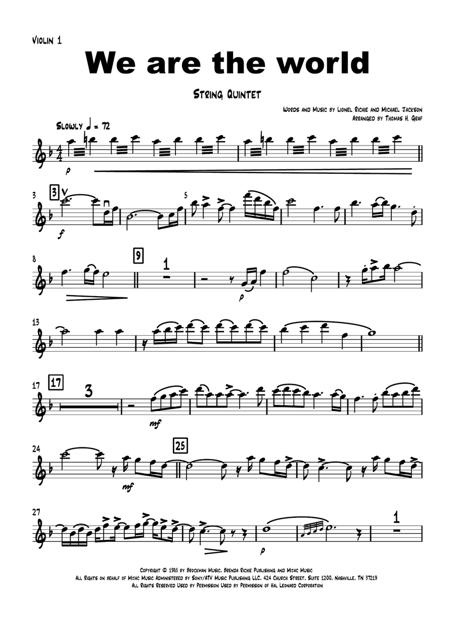 We Are The World String Orchestra scores gallery preview page 5