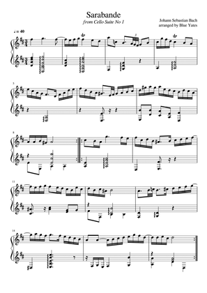 Sarabande from Cello Suite No. 1 (Johann Sebastian Bach)