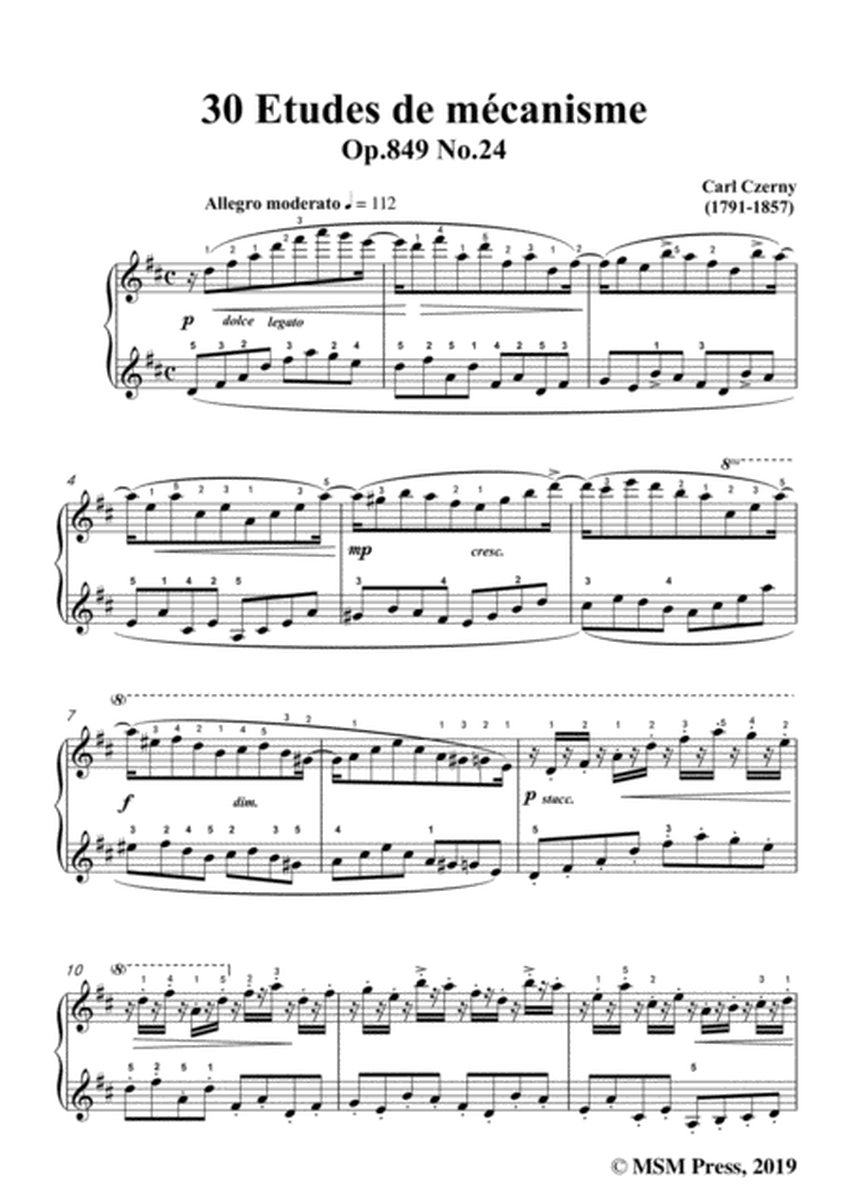 Czerny-30 Etudes de mécanisme,Op.849 No.24,Allegro moderato in D Major,for Piano image number null