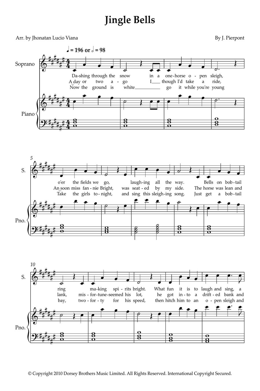 Jingle Bells Soprano Voice scores gallery preview page 1