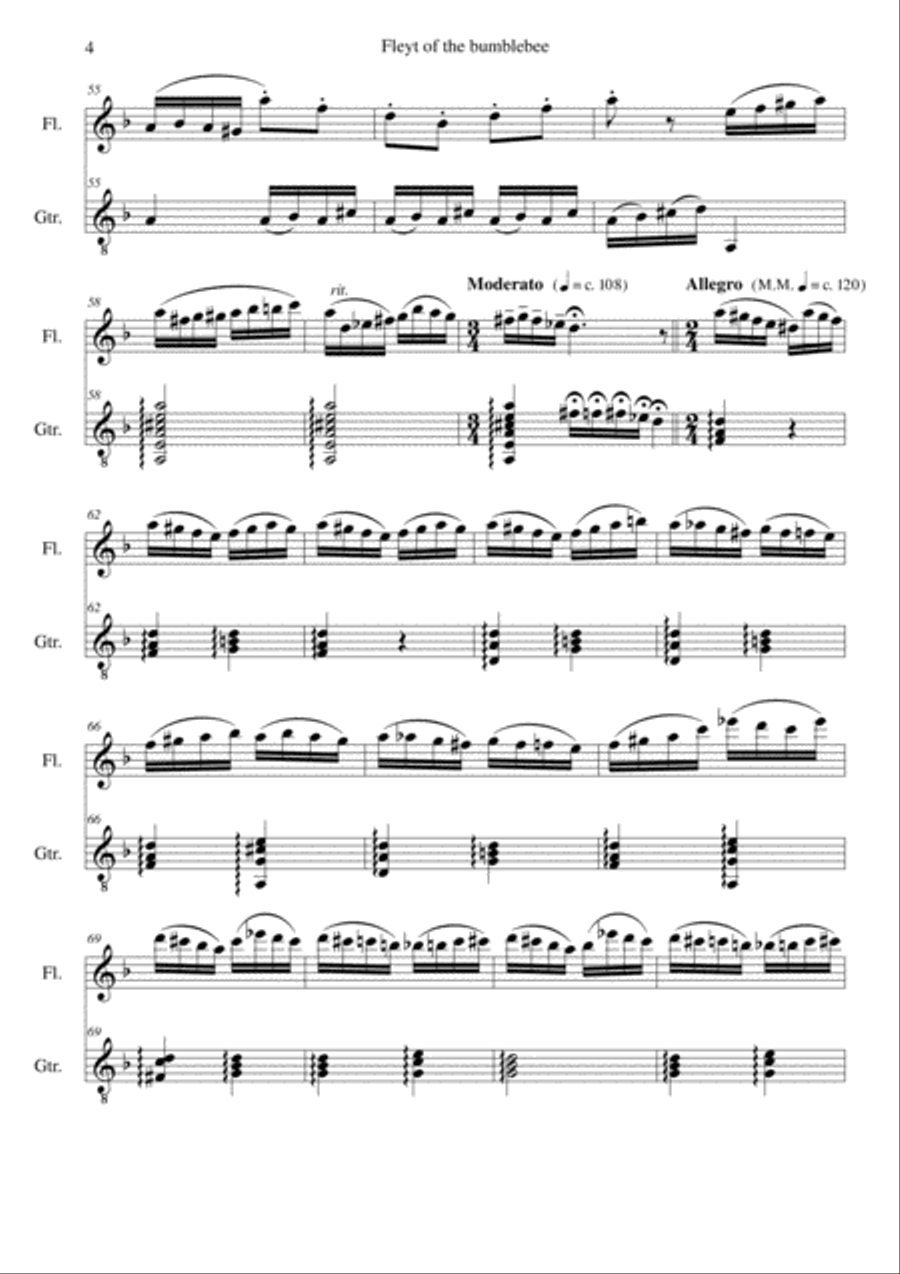 Fleyt of the bumblebee for flute and guitar Fleyt of the bumblebee for flute and guitar Flute scores gallery preview page 4