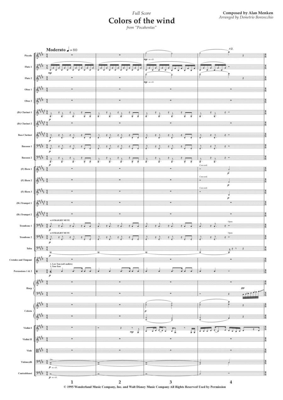 Colors Of The Wind - Score Only Full Orchestra scores gallery preview page 1