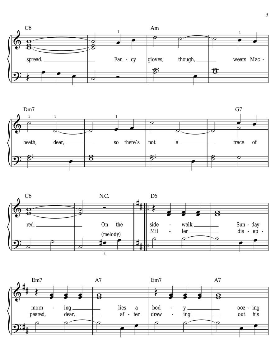 Mack The Knife Mack The Knife Easy Piano scores gallery preview page 3