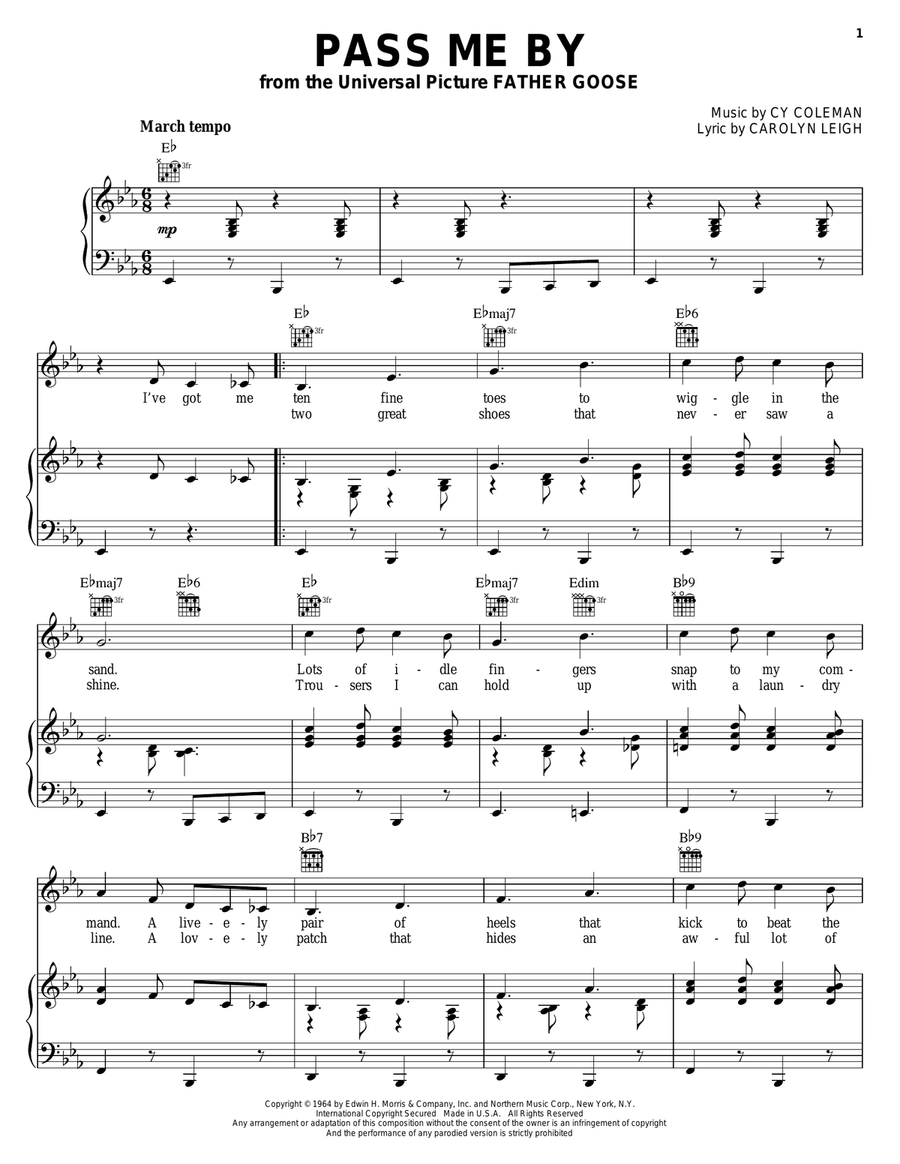 Pass Me By Piano, Vocal, Guitar scores gallery preview page 1