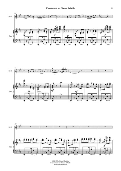 Habanera from Carmen by Bizet - Bb Clarinet and Piano (Full Score) image number null