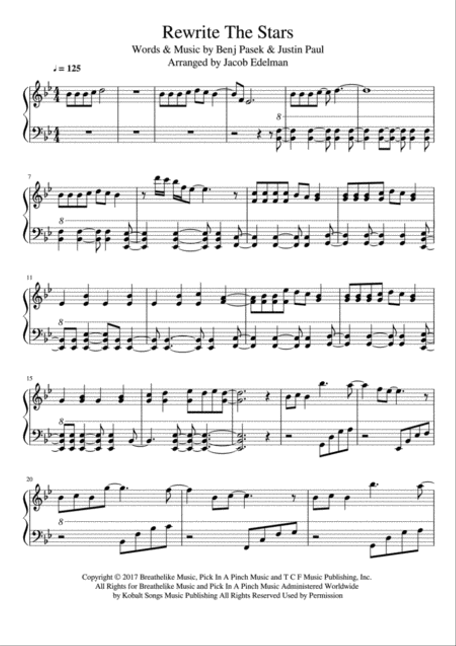Rewrite the stars easy on sale piano