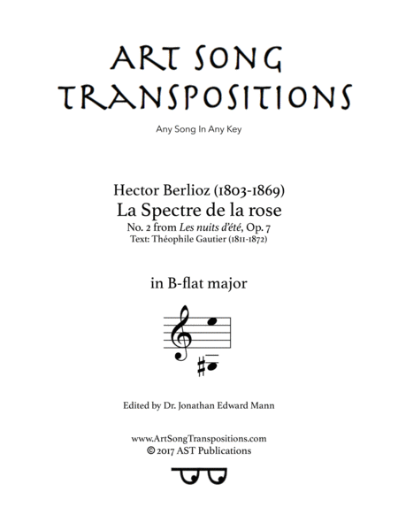 BERLIOZ: Le spectre de la rose, Op. 7 no. 2 (transposed to B-flat major)