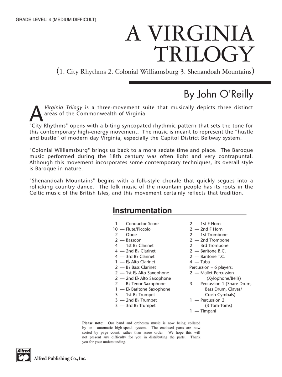 A Virginia Trilogy: Score