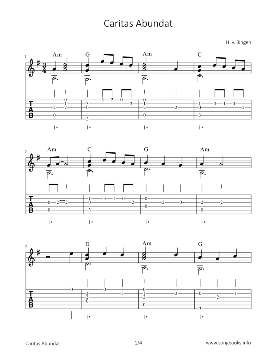 Caritas Abundat Classical Guitar scores gallery preview page 1