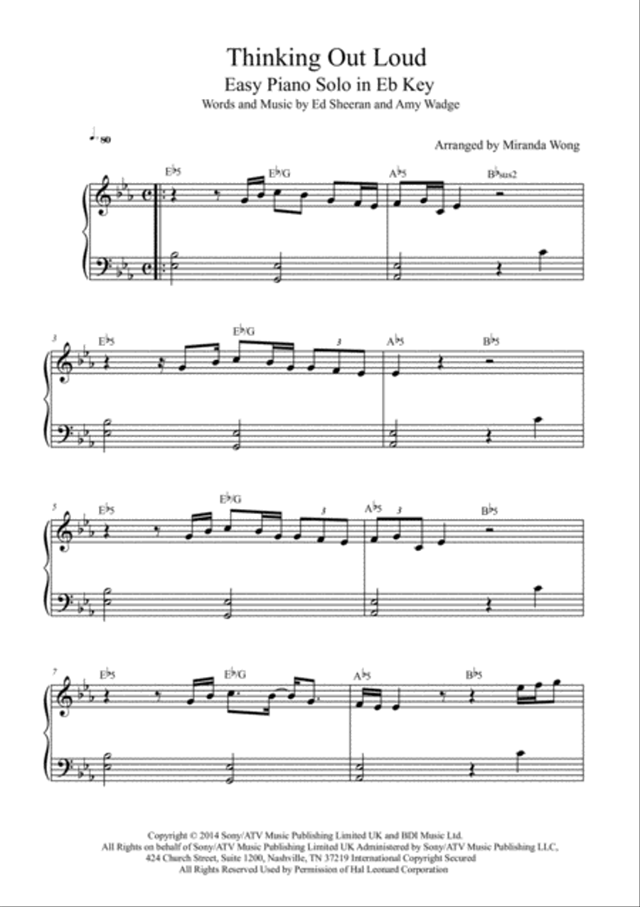 Thinking Out Loud Easy Piano scores gallery preview page 1